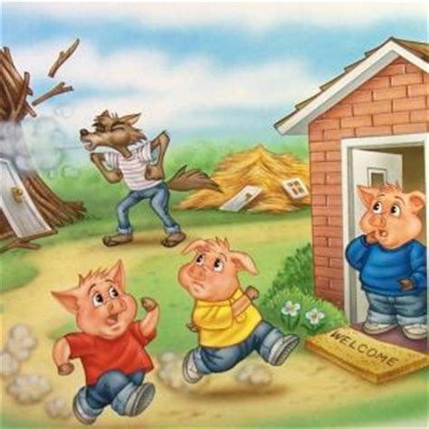 三只小猪比赛盖房子，猪老大用稻草盖，却被大灰狼一口气吹散架