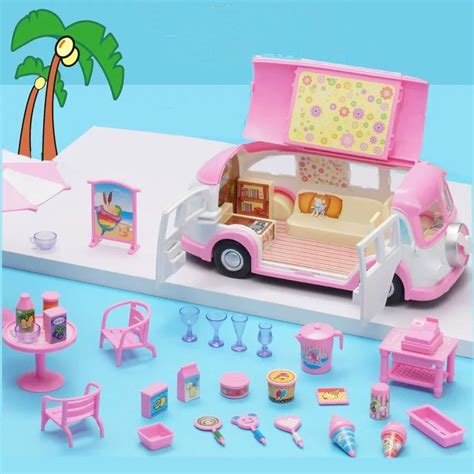 小猪野餐巴士车一家四口 粉色糖果车汉堡餐具儿童过家家公仔玩具-阿里巴巴