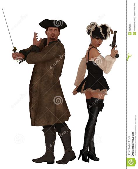 Pirate Couple In Rowboat From Overhead Royalty-Free Stock Photo ...