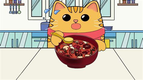 小猫五月喝“胡辣汤”，听七七讲故事！#五月与七七的美食之旅_腾讯视频