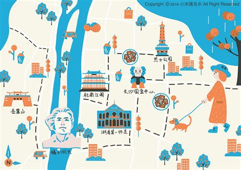 长沙地图局部|Illustration|Commercial illustration|小米猪兑水_Original作品-站酷ZCOOL