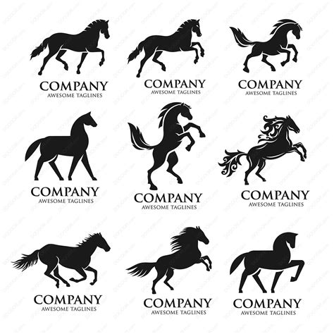 马剪影标志集公司LOGO设计马的形象设计黑白风格