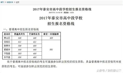 2023泰安中考各高中录取分数线公布_初三网
