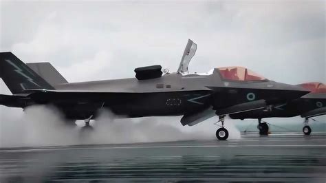 英国F-35B战机在女王航母甲板上起飞_腾讯视频