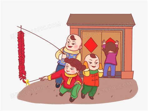 中国风春节放鞭炮插画图片下载-正版图片400734535-摄图网