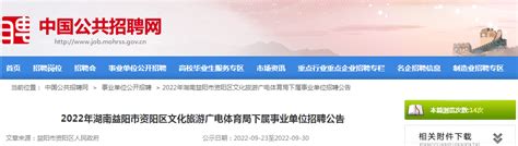 2022年湖南省益阳市资阳区文化旅游广电体育局下属事业单位招聘公告