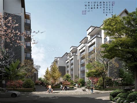 中式商业住宅小区鸟瞰效果图下载-光辉城市