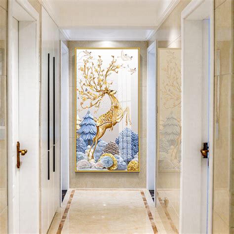 今年流行玄关走廊画,现代简约玄关竖版壁画,正对入户门的玄关画_大山谷图库