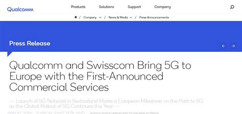 高通与瑞士电信宣布在欧洲推首个5G商用服务_通信世界网