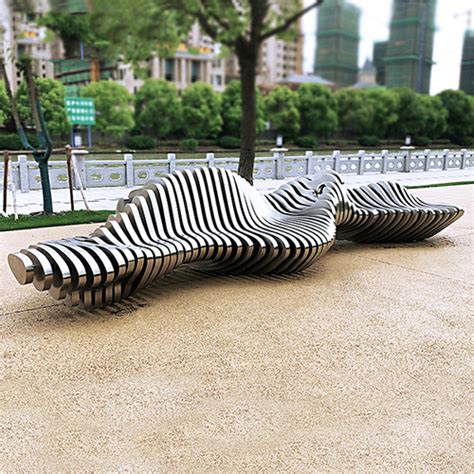 艺术创意不锈钢切片拼接室外休闲椅 - 惠州市纪元园林景观工程 ...