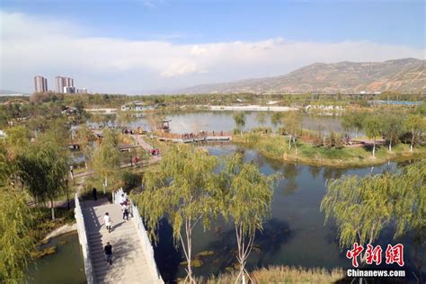 航拍青海西宁北川河湿地公园,都市风光,建筑摄影,摄影素材,汇图网www.huitu.com
