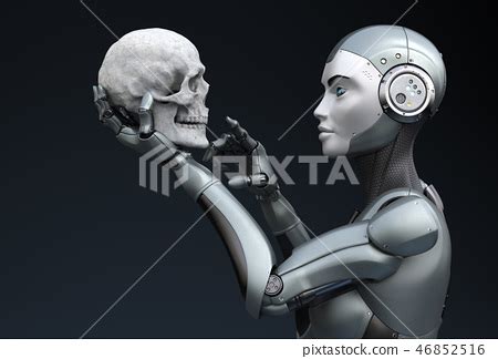 Robot with human skull in his hand - Stock Illustration [46852516] - PIXTA