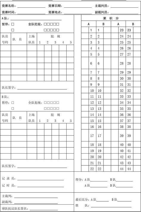 上海赛区雪碧3V3篮球比赛记录表_word文档在线阅读与下载_无忧文档