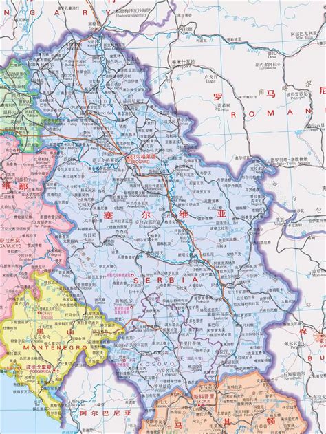 塞尔维亚地图中文版高清 - 塞尔维亚地图 - 地理教师网