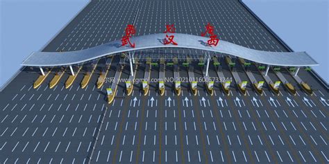 武汉西高速路收费站整体场景3D模型_基础设施模型下载-摩尔网CGMOL