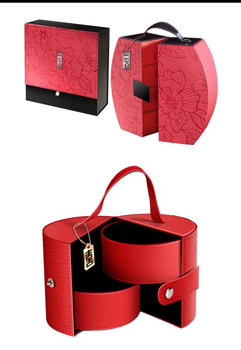 【月饼礼盒】红色月饼礼盒皮质盒异形盒 异形盒 皮质盒-汇包装