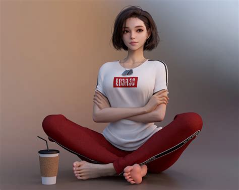 非主流盘腿女生头像
