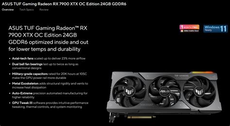 华硕 RX 7900 TUF Gaming 系列显卡频率公布，出厂最高提升 8.7%__财经头条