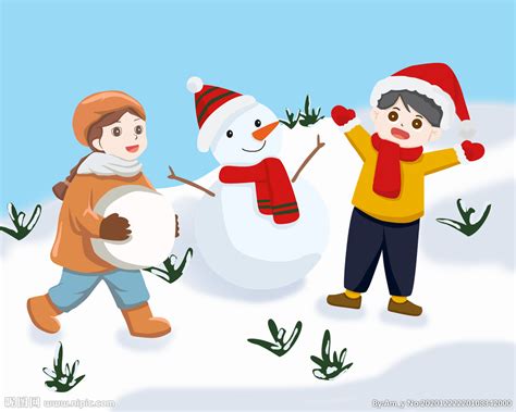 小朋友堆雪人打雪仗场景设计图__广告设计_广告设计_设计图库_昵图网nipic.com