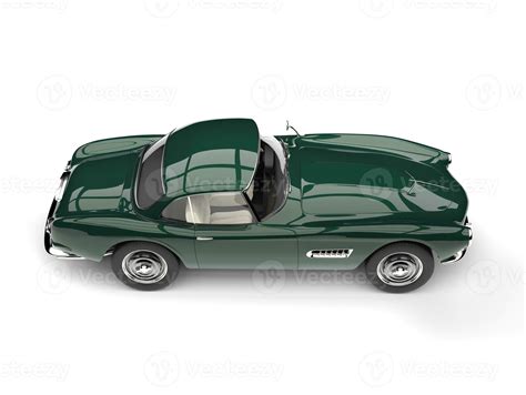 Racing green vintage sports car - top down side view 31197263 Stock ...