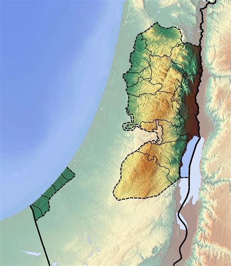 约旦河西岸高清地形图 - 巴勒斯坦地图 - 地理教师网