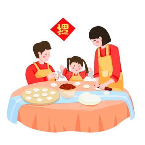 幸福的家庭过年包饺子高清摄影大图-千库网