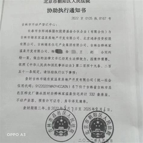 吉林市一地产公司名下332套房屋，被北京朝阳区法院查封？
