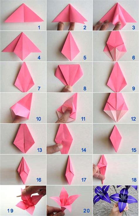 百合花怎么折纸图解 带花蕊百合花的折法步骤(2)_爱折纸网