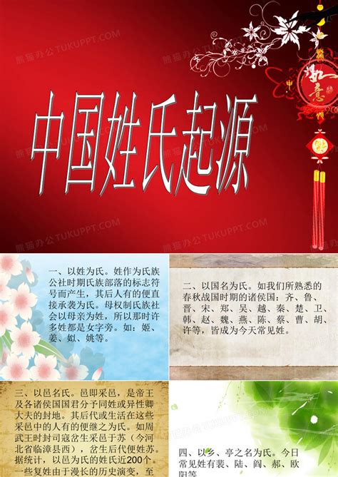 中国姓氏起源介绍动态PPT模板下载_熊猫办公