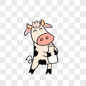 卡通Q版动物可爱喝奶奶牛素材图片免费下载-千库网