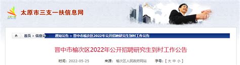 2022年山西晋中市榆次区面向研究生公开招聘村官公告【6月8日9:00报名开启】