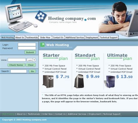 虚拟空间销售出租网站模板 -久丰模板网站，提供免费及精美的网页模板下载