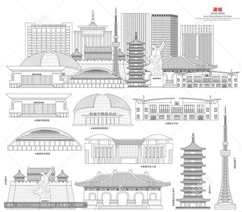 诸城市地标建筑形象海报,海报设计,画册/宣传单/广告,设计模板,汇图网www.huitu.com