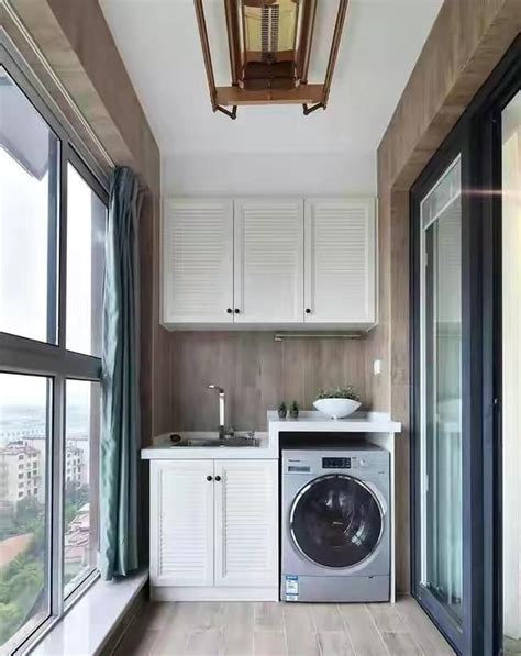 阳台太空铝洗衣机柜定制洗衣池台盆带搓板水槽组合切角伴侣一体柜-淘宝网