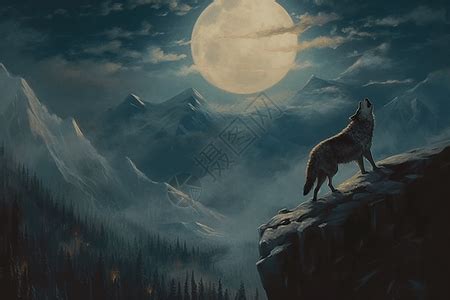 午夜狼对着月亮嚎叫的剪影素材-高清图片-摄影照片-寻图免费打包下载