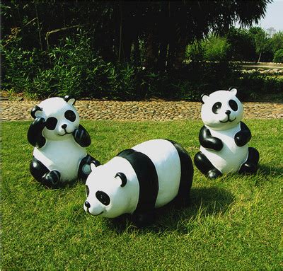 景区户外仿真大熊猫玻璃钢动物雕塑园林景观小品庭院草坪装饰摆件-淘宝网