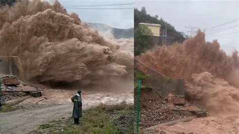 实拍洪水决堤的过程，汹涌澎湃太可怕了！_腾讯视频