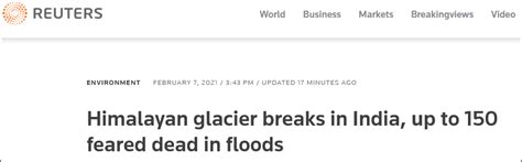 印度冰川断裂山洪爆发，已致150多人死亡