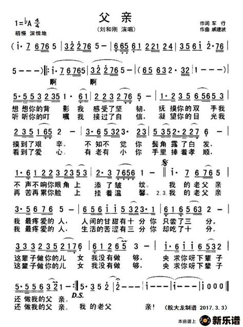 《父亲》最新曲谱(刘和刚)-刘和刚钢琴谱吉他谱|www.xinyuepu.com-新乐谱