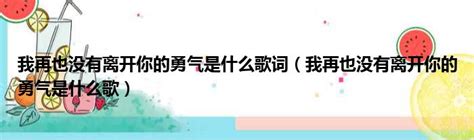 我再也没有离开你的勇气是什么歌词（我再也没有离开你的勇气是什么歌）_51房产网