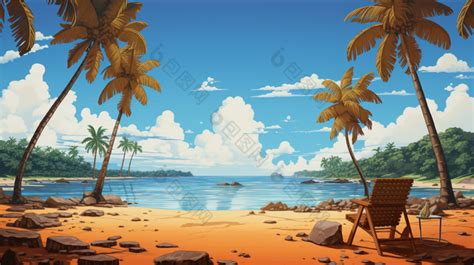 缤纷夏日海边沙滩休闲度假风景图片插画图片素材下载_jpg格式_熊猫办公