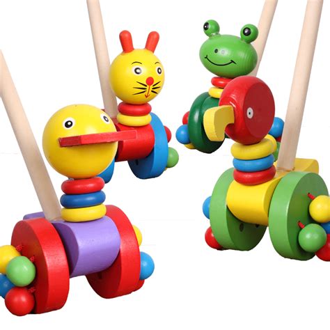 木质婴儿童推推乐学步车单杆手推车玩具拖拉玩具1周岁宝宝男女孩_虎窝淘