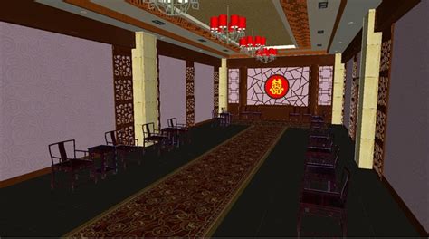 黑色大礼堂3d室内模型3dmax素材免费下载_红动中国