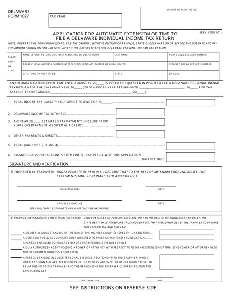 Form 1027 - Fill Out, Sign Online and Download Printable PDF, Delaware ...