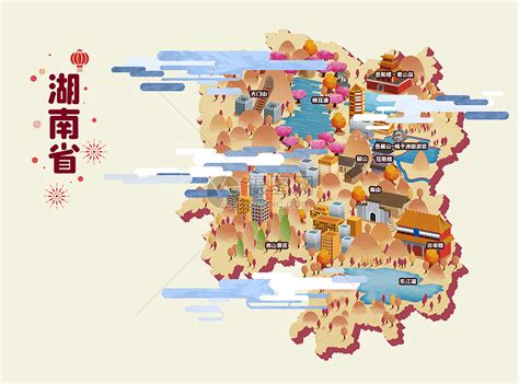 湖南省旅游地图插画插画图片下载-正版图片401960906-摄图网