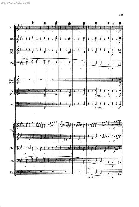 命运交响曲第一乐章五线谱预览6-钢琴谱文件（五线谱、双手简谱、数字谱、Midi、PDF）免费下载