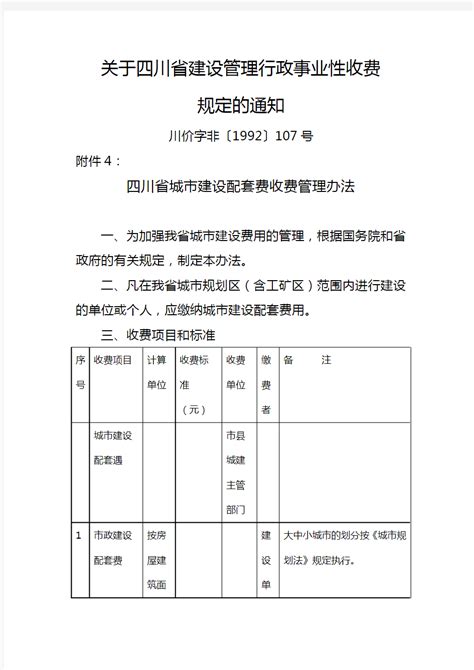 四川省城市建设配套费收费管理办法 - 360文档中心