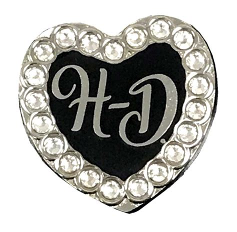 Harley-Davidson® H-D Script Heart with Rhinestones Pin, 1 x 1 Inch ...