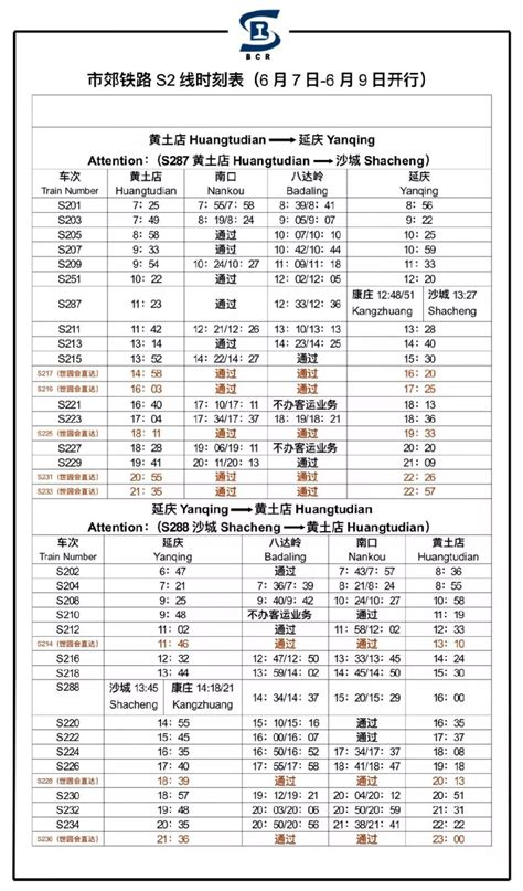 2019年6月5日起S2线最新时刻表及票价- 北京本地宝