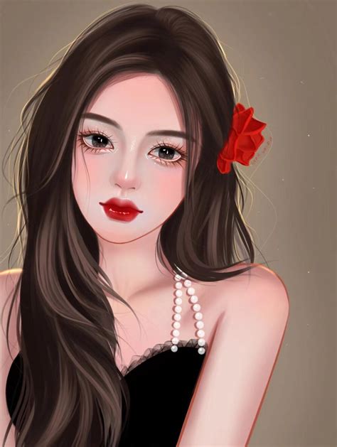 温柔卡通头像女生侧身
